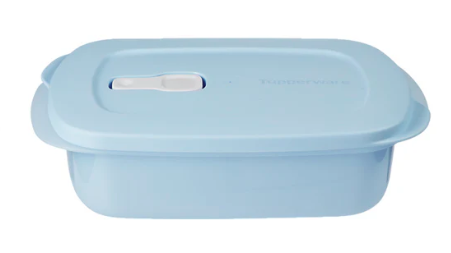 Tupperware Microwave Safe Rectangular Container with Lid, 1 Litre Blue for food storage and reheating
