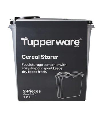 Tupperware Airtight Cereal Storage Container 2.8L for storing cereals, rice, flour, pasta, and dry food in an organized kitchen pantry