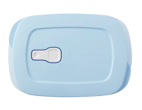 Tupperware rectangular microwave-safe storage box with 1 Litre capacity and blue lid