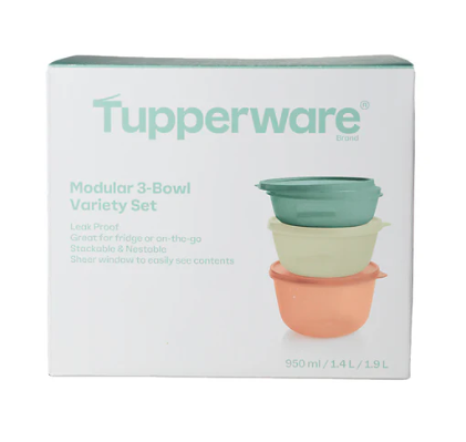 Tupperware Bowls Set of 3 with 950ml, 1.4L and 1.9L capacities