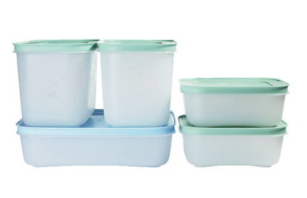Tupperware freezer food storage container set of 5 for storing vegetables, fruits, and leftovers