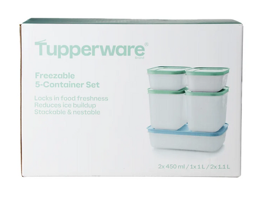 Tupperware Freezer Storage Containers Set of 5 with airtight lids for freezer food storage