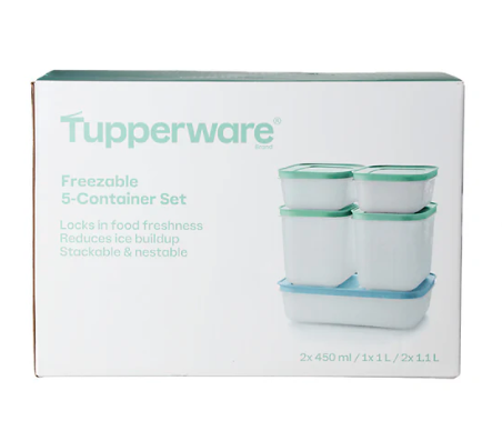 Tupperware Freezer Storage Containers Set of 5 with airtight lids for freezer food storage