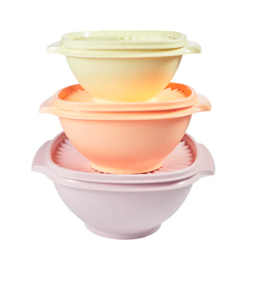 Tupperware Heritage Bowls Set of 3 with Lids 860ml 1.3L 1.9L food storage bowls