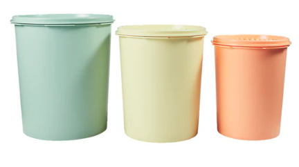 Tupperware Heritage Canisters Set of 3 with lids in 1.2L, 1.8L and 2.7L for kitchen storage