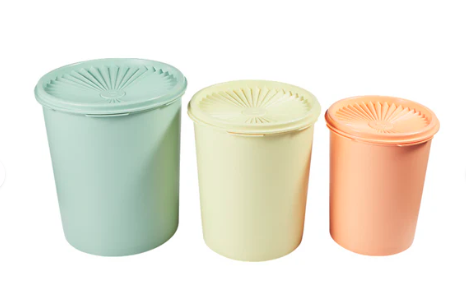 Tupperware Heritage food storage canisters for storing rice, flour, sugar and pantry essentials