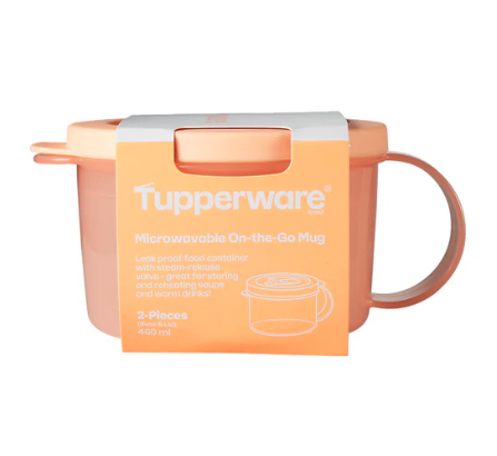 Tupperware On-the-Go mug with lid in orange color