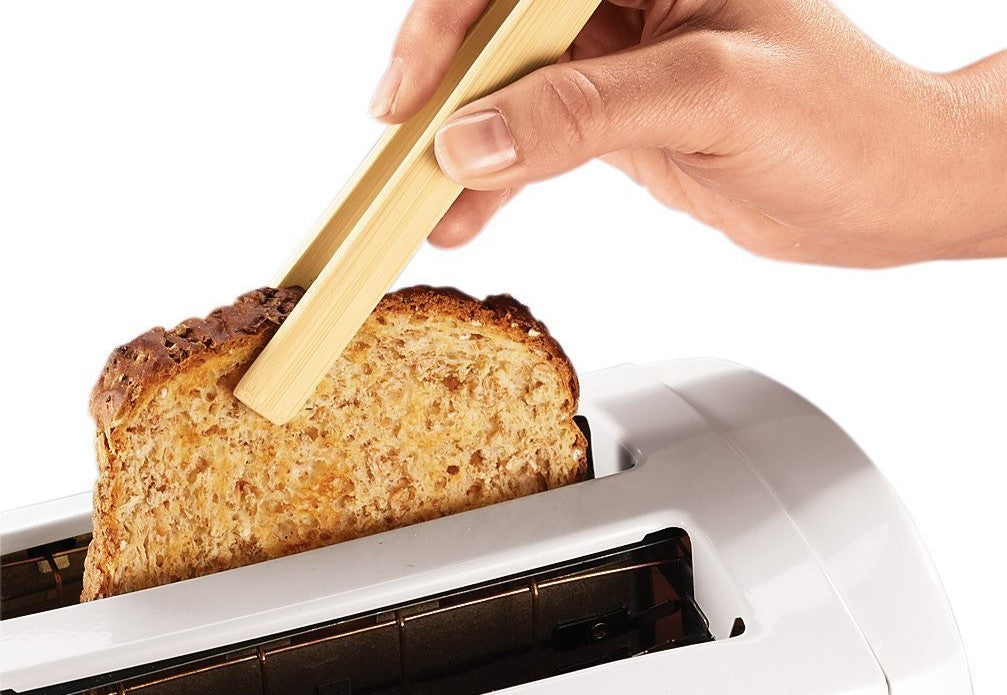 DLine Bamboo Toast Tongs with Magnet