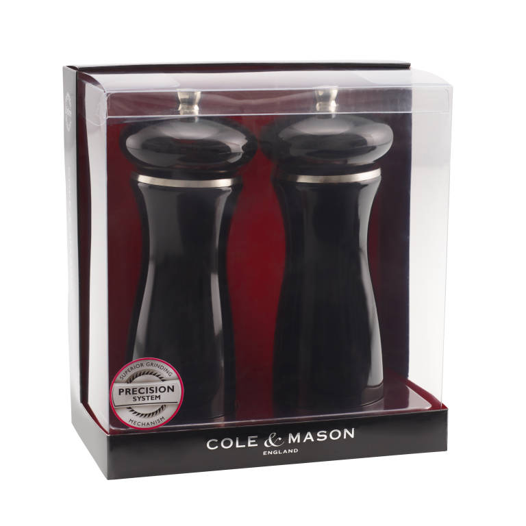 Cole & Mason Sherwood Salt and Pepper Mill Set Black Gloss 16.5cm