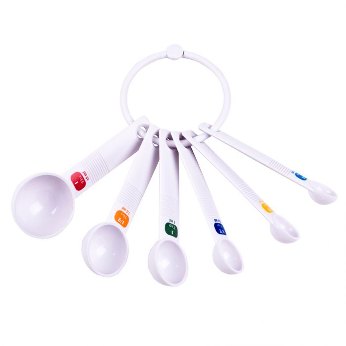 DLine Plastic Measure Spoon White  Set of 6 Pieces