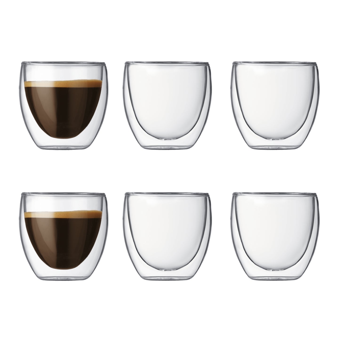 Bodum Pavina Double Wall Glass 80ml Set of 6 Pieces