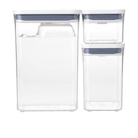 Oxo Pop Mini Container Rectangle with Scoop Set of 3 Pieces