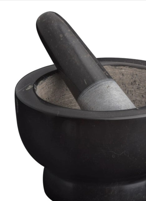 Avanti Mortar and Pestle Marble Black Footed 13cm