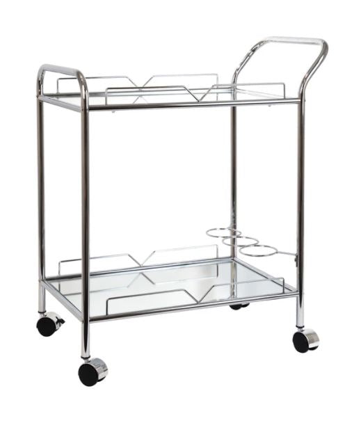 BAR TROLLEY MARTIN CHROME MIRROR GLASS RECT