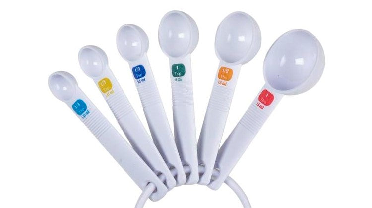 DLine Plastic Measure Spoon White  Set of 6 Pieces