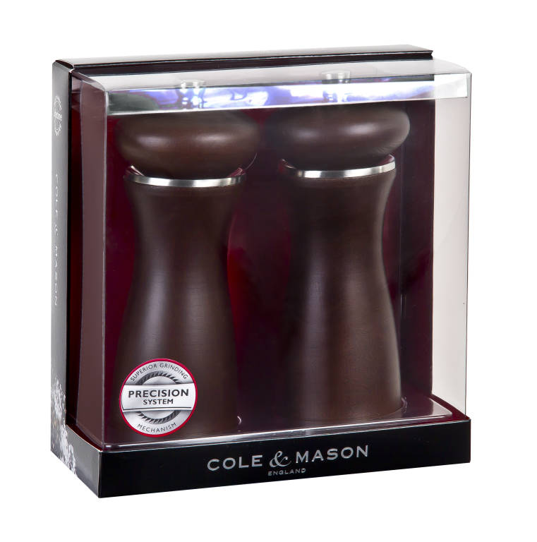 Cole & Mason Sherwood Salt & Pepper Set in Brown Wood 16.5cm