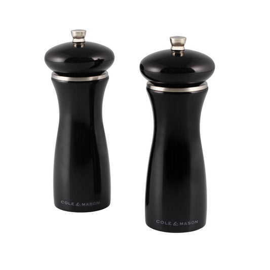 Cole & Mason Sherwood Salt and Pepper Mill Set Black Gloss 16.5cm