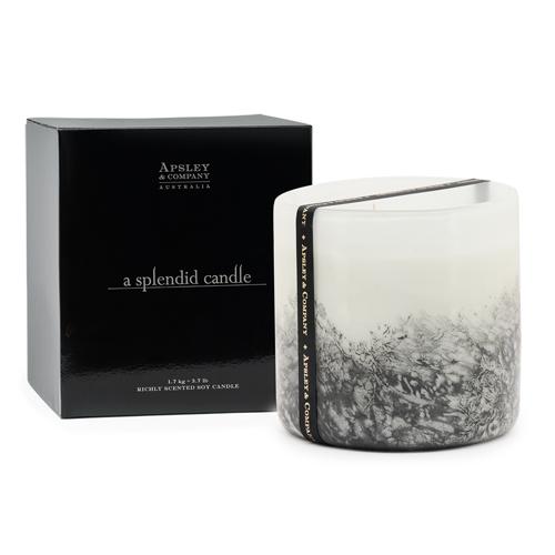 Apsley & Company Luxury Twilight Candle 180Hours White and Black 1.7Kilograms