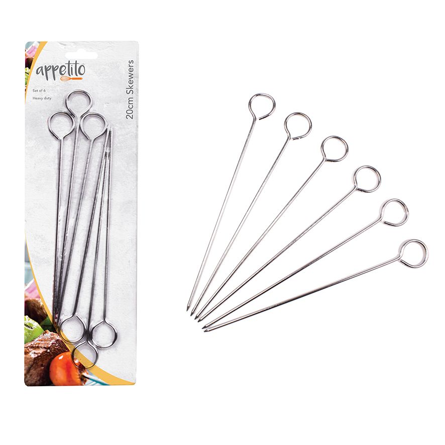 DLine Chrome Skewers Pack of 6 Pieces 20cm