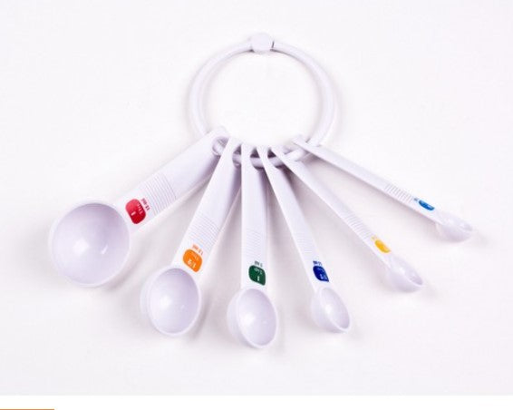 DLine Plastic Measure Spoon White  Set of 6 Pieces