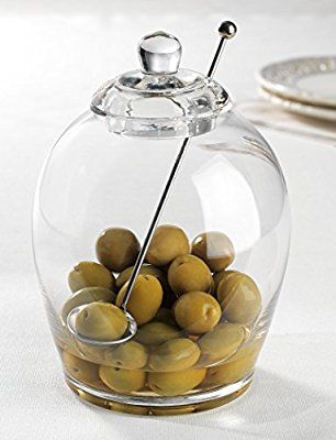 Davis and Waddell Olive Jar Glass Stainless Steel Spoon 10cm x 15cm-1