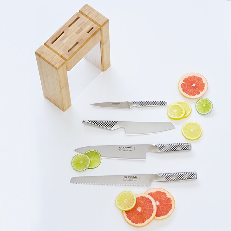 Global Teikoku 5 Piece Knife Block Set