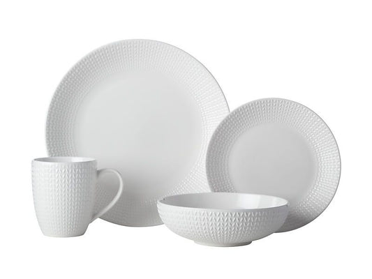 Casa Domani Corallo Coupe Dinner Set of 16 Pieces White