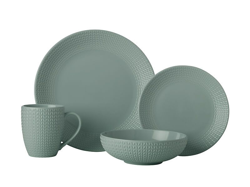 Casa Domani Corallo Coupe Dinner Set of 16 Pieces Sage