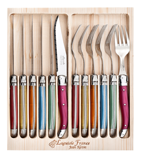 Laguiole Jean Neron 12 Piece Colour Mix Cutlery Set