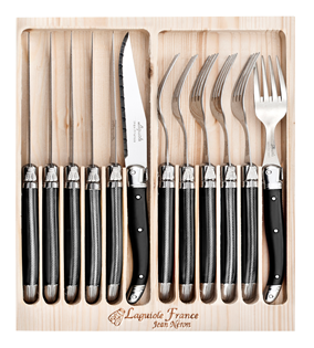 Laguiole Jean Neron 12 Piece Black Cutlery Set