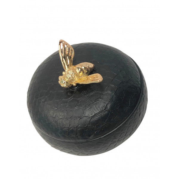 Jewel Box Round Black Gold Bee