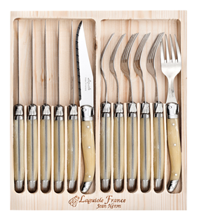 Laguiole Jean Neron 12 Piece Light Horn Cutlery Set