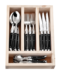 Laguiole Jean Neron 24 Piece Black Cutlery Set