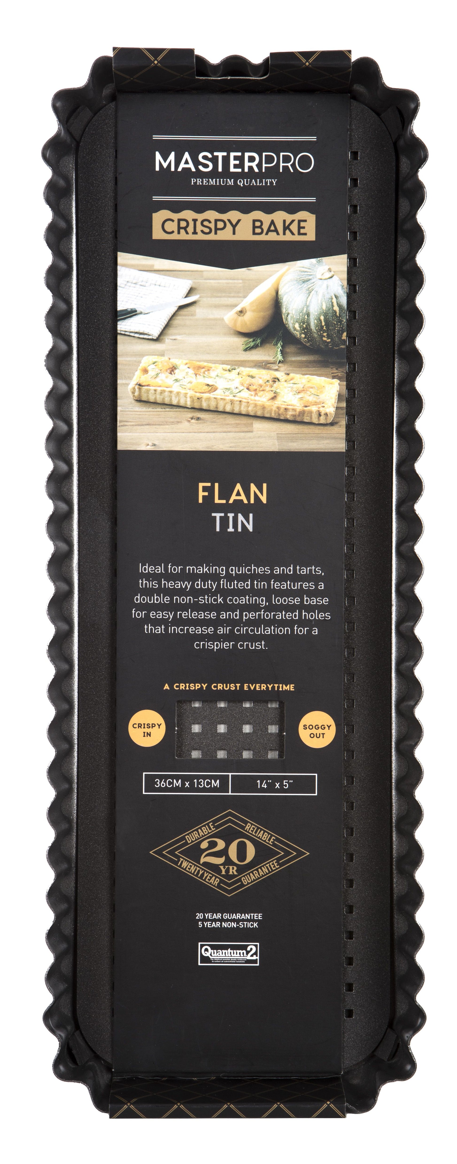 MasterPro Non Stick Crispy Bake Rectangular Flan Loose Base 36cm x 13cm