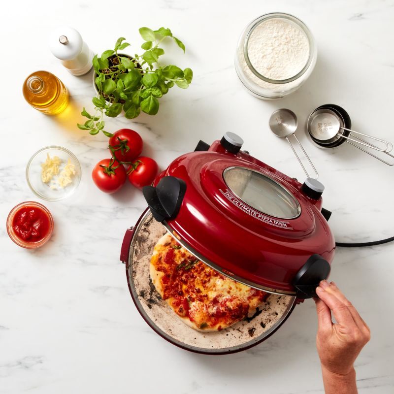 MasterPro Ultimate Pizza Oven with Window and 2 Paddles Red