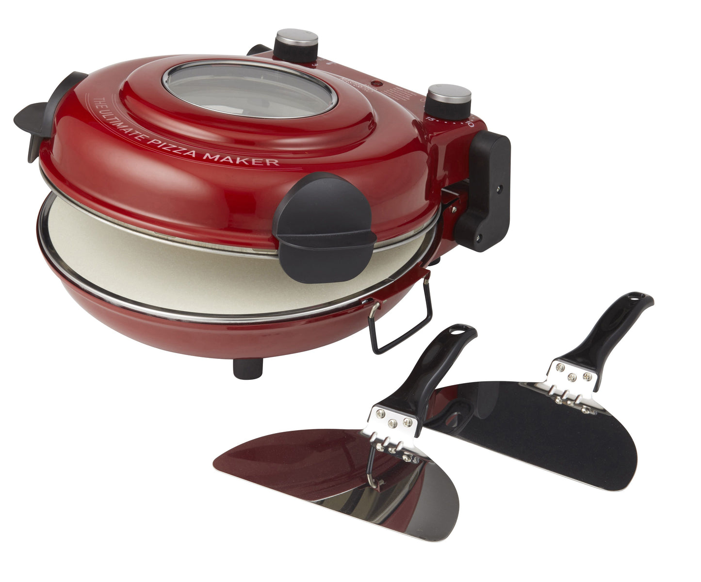 MasterPro Ultimate Pizza Oven with Window and 2 Paddles Red