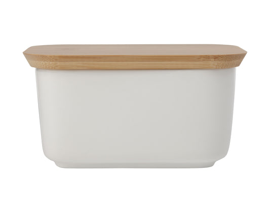 Maxwell & Williams White Basics Butter Dish with Bamboo Lid