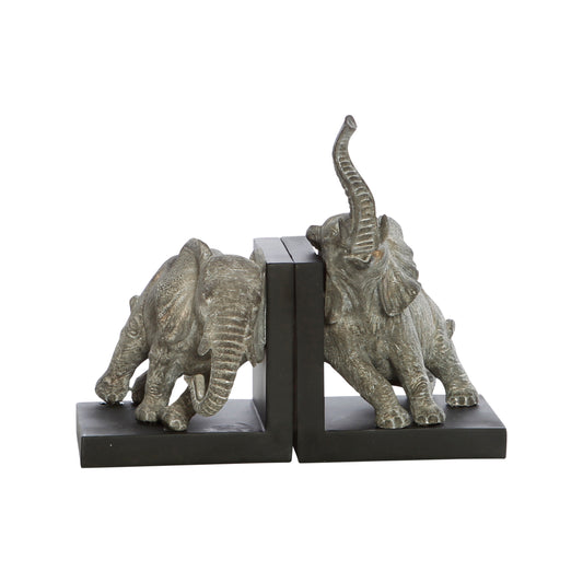 BOOKENDS ELEPHANTS LEANING - GREY