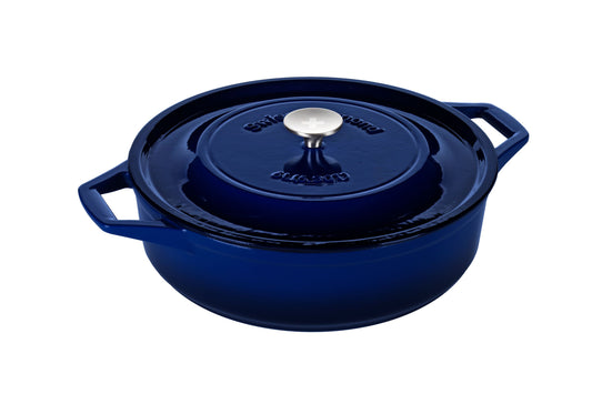 Swiss Diamond Cast Iron Round Shallow Casserole 6L Blue