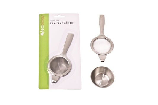 STAINLESS STEEL LONG HANDLE TEA STRAINER+BOWL