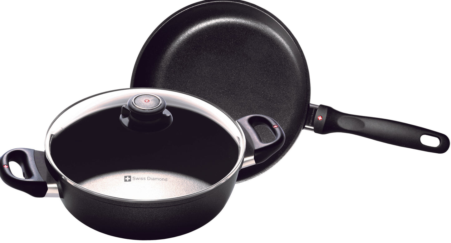 Swiss Diamond Non Stick Induction Fry Pan and Casserole Set of 3 Pieces 24cm