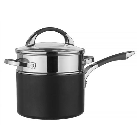Anolon Endurance+ 18cm 2.8L Saucepan with Bonus Steamer – Premium Nonstick Hard Anodised Cookware