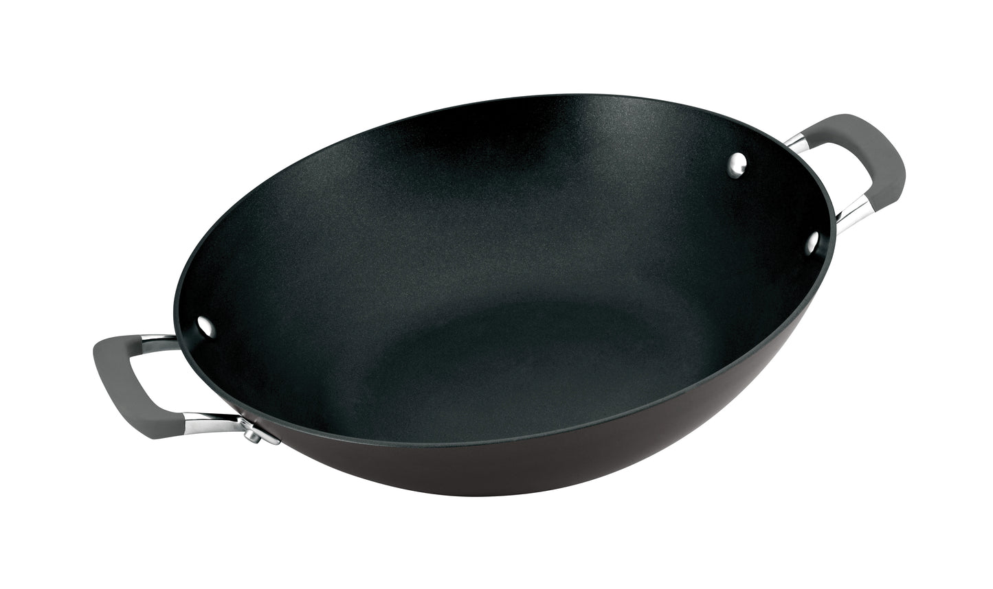 Anolon Endurance+ Nonstick Wok 36cm showing durable hard anodised construction and deep cooking design