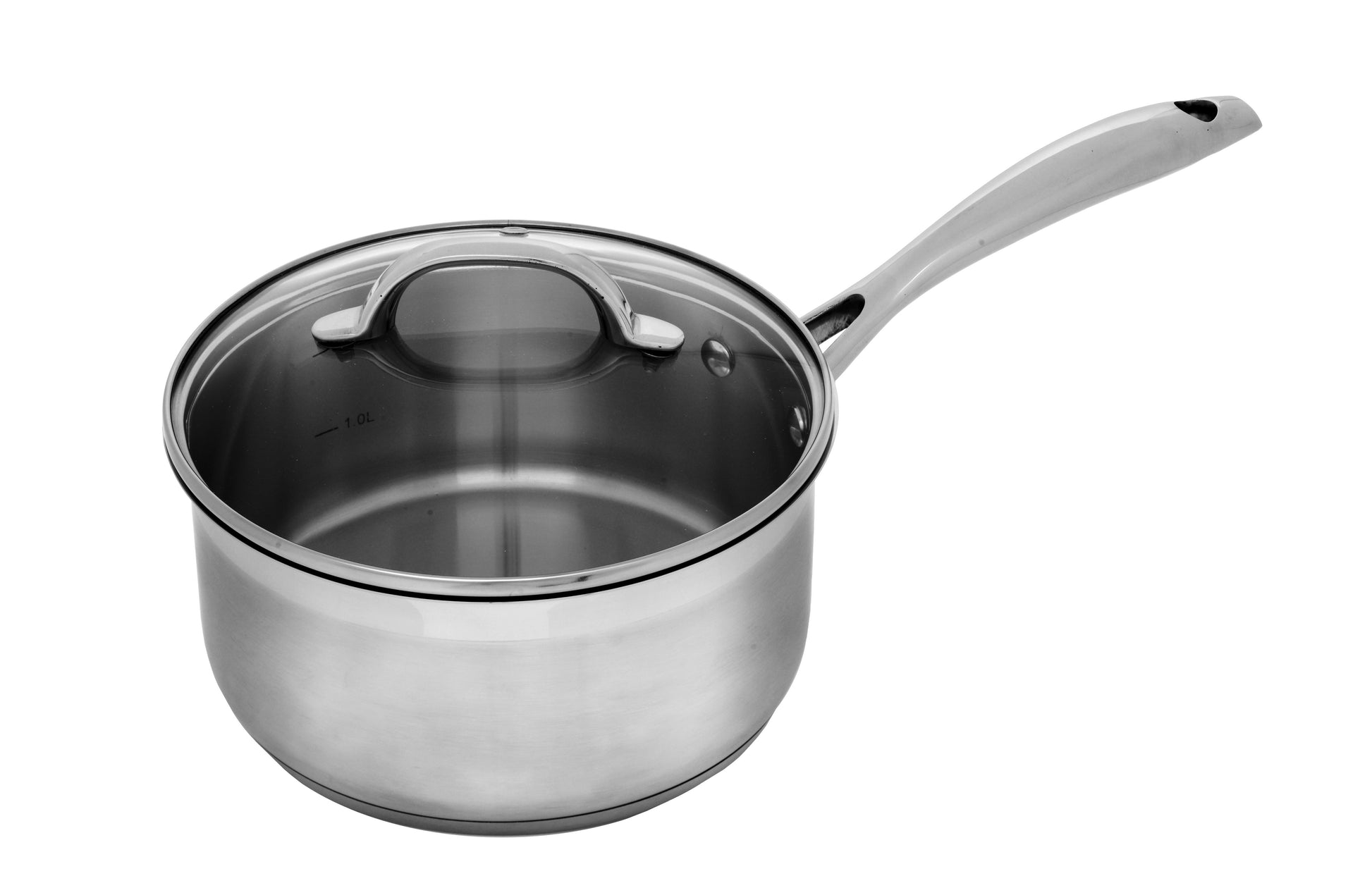 Premium Swiss Diamond 3 piece stainless steel cookware set with three saucepans