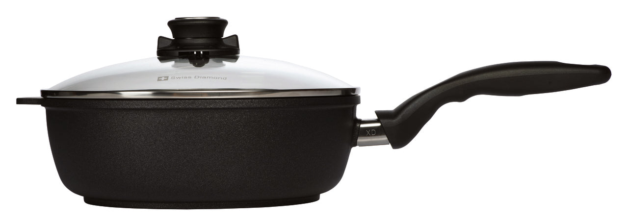 Swiss Diamond XD Saute Pan 28cm 4.2L showing cooking performance non-stick surface