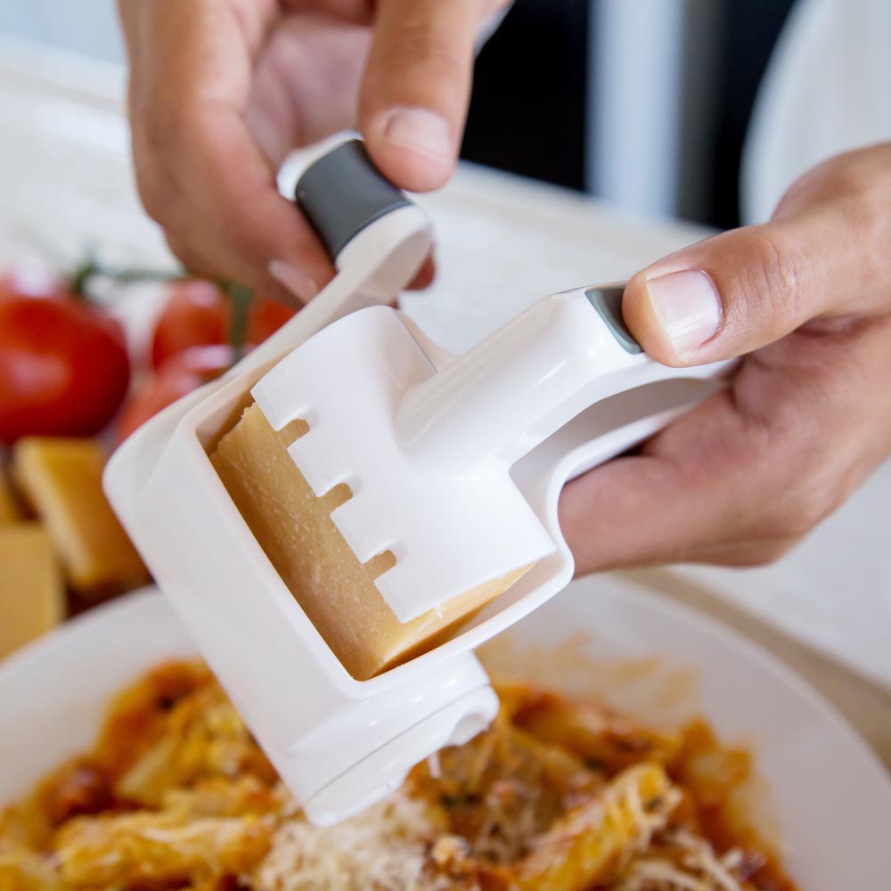 Zyliss Fine Grater creating perfect cheese shavings for cooking and serving